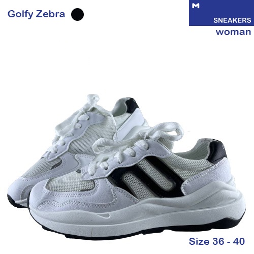 Sneakers GOLFY ZEBRA Sepatu Wanita tinggi Terbaru Harga Murah Import Diskon Hitam Putih White Black murah