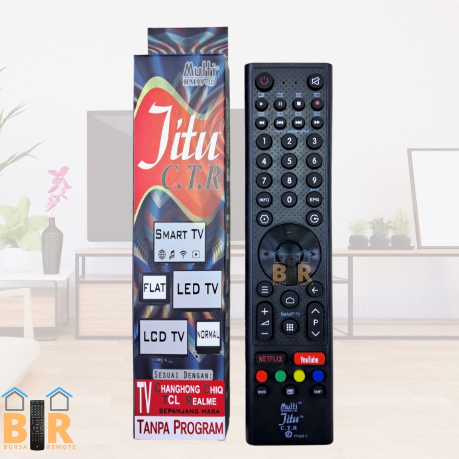 Remot Remote MULTI SMART TV Jitu CTR bisa untuk Changhong CHIQ TCL Realme UNIVERSAL tanpa setting