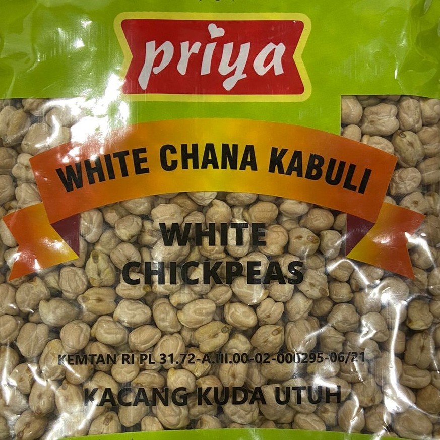 

WHITE CHICKPEAS PRIYA 500G / Kacang Kuda Utuh / White Chana Kabuli