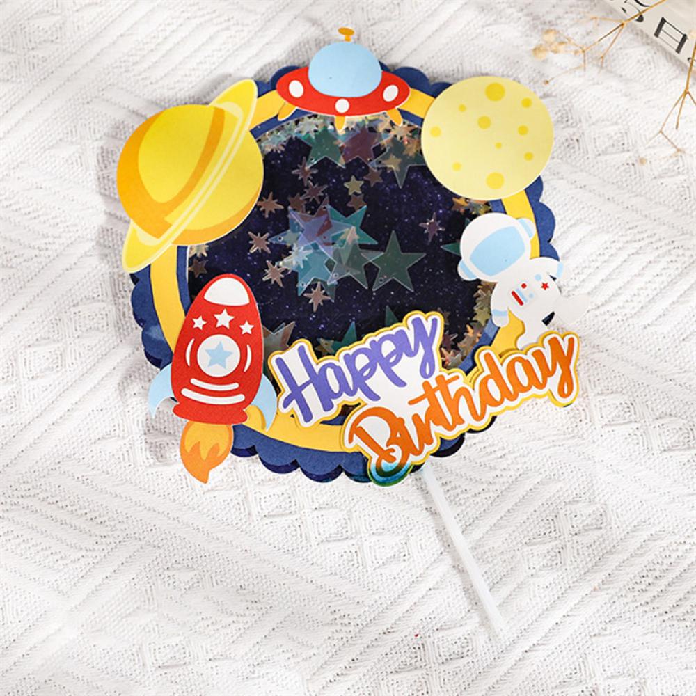 Timekey Astronot Dekorasi Kue Planet Topper Kue Spaceman Baking Ornamen Untuk Anak Laki-Laki Semesta Tema Luar Angkasa Perlengkapan Pesta Ulang Tahun H6L3