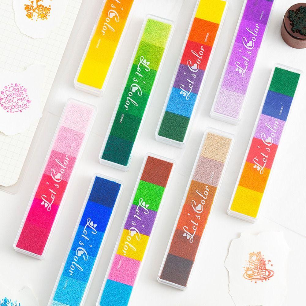 MXBEAUTY Rainbow Ink Pad Tidak Beracun Anak-Anak Hadiah DIY Kerajinan Scrapbooking Sekolah Kantor Newborn Tapak Inkpad