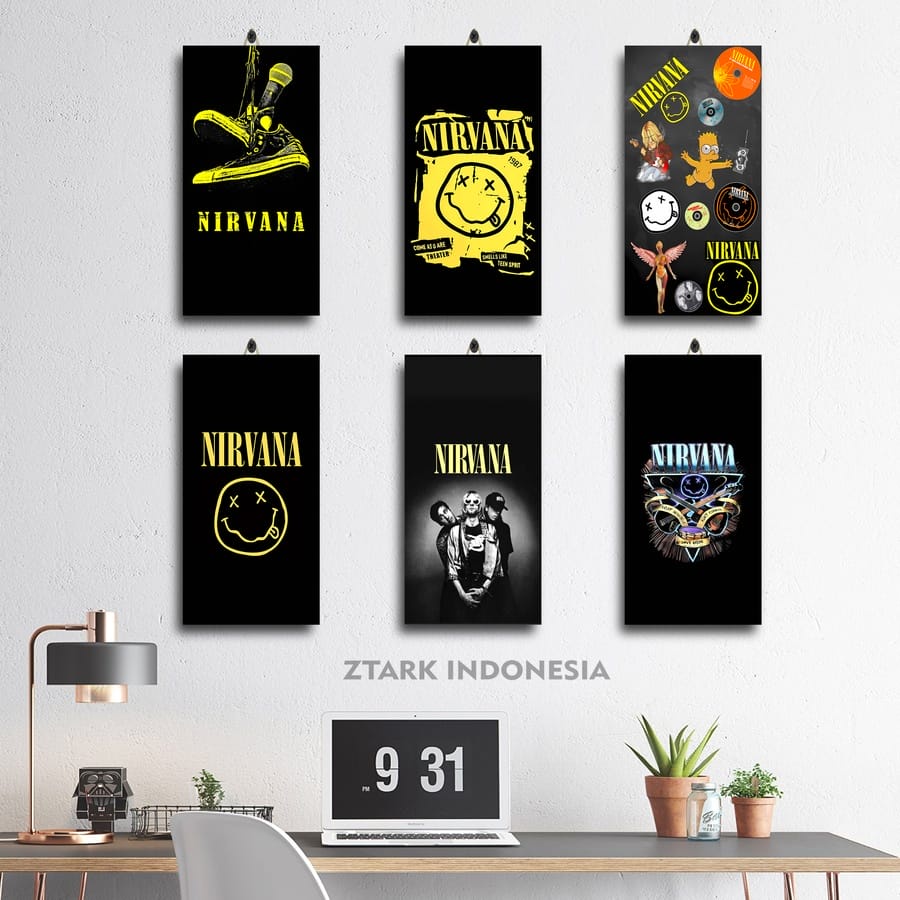 PAJANGAN KAMAR AESTHETIC ANGGOTA BAND NIRVANA 15X30 5MOAG|R0UBP| POSTER DINDING BESAR GAMBAR BAND NI