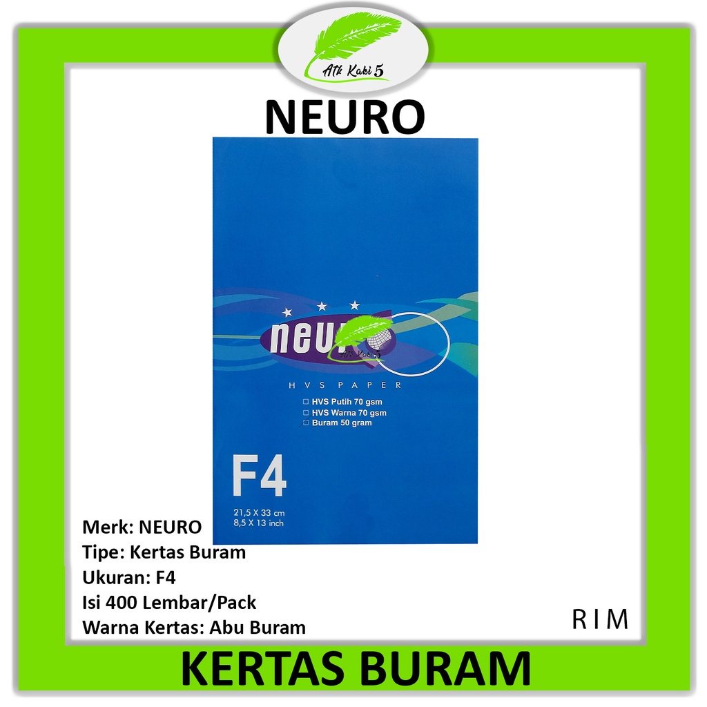 

NEURO - Kertas Fotokopi Buram Ukuran F4 - Pack