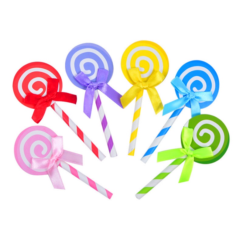 6pcs / Set Topper Kue Lollipop Warna-Warni Untuk Dekorasi Pesta Ulang Tahun Anak