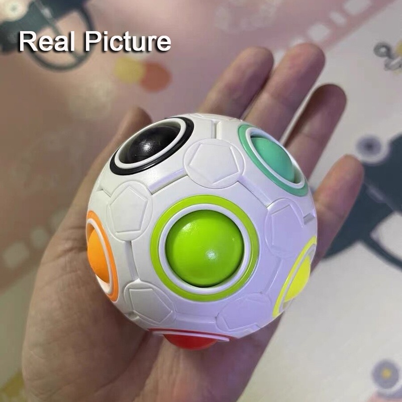 Rainbow Ball Cube Mainan Penghilang Stress Anak Bola Pencet Latihan Berpikir Belajar Awal Fidget Toys