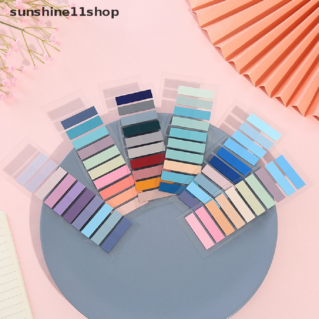 Sho 1Set Kartun Morandi Transparan Sticky Notes Paster Stiker Kreatif PET Notepad Indeks Bendera Titik Kunci Label Bookmark Alat Tulis N