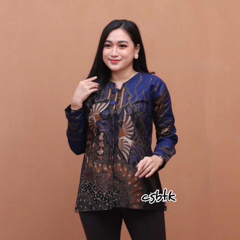 COUPLE BATIK FASHION ATASAN KERJA MANUK NAVY