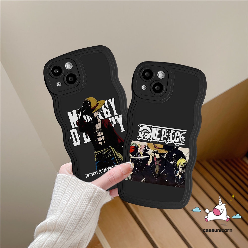 Untuk Samsung A14 A12 A13 A04s A04 A23 A32 A50 A20 A50s A02s A03s A31 A04E A22 A30s A21s A52 A51 A33 A1 A52s A53 M22 F22 M32 Kartun One Piece Luffy Lembut Bergelombang Tepi Trendi Merek Case