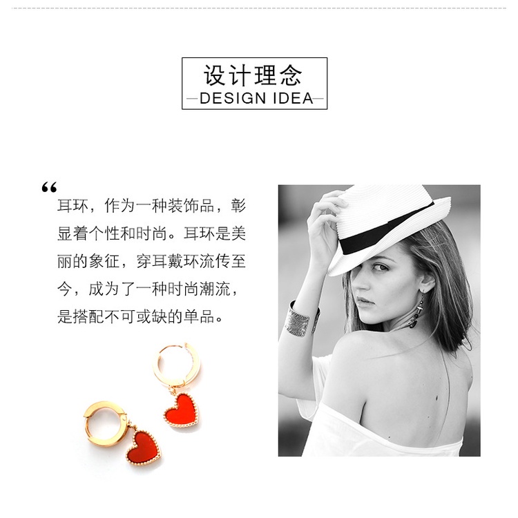 Anting hoop love merah Titanium stainless steel 316L harga grosir bisa bayar di tempat