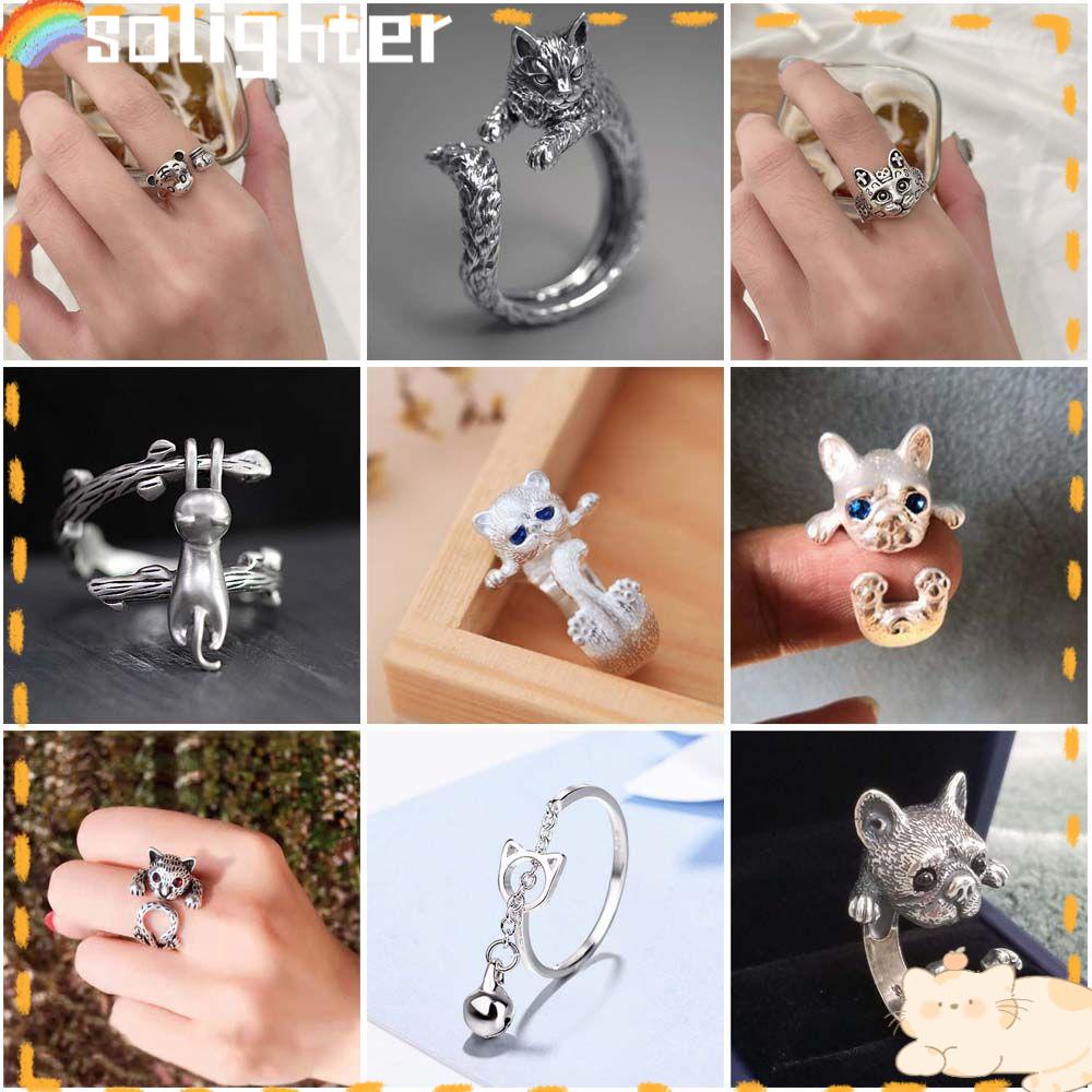Solighter Cincin Tahun Baru Gaya Punk Ins BFF Perhiasan Fashion Handmade Open Rings