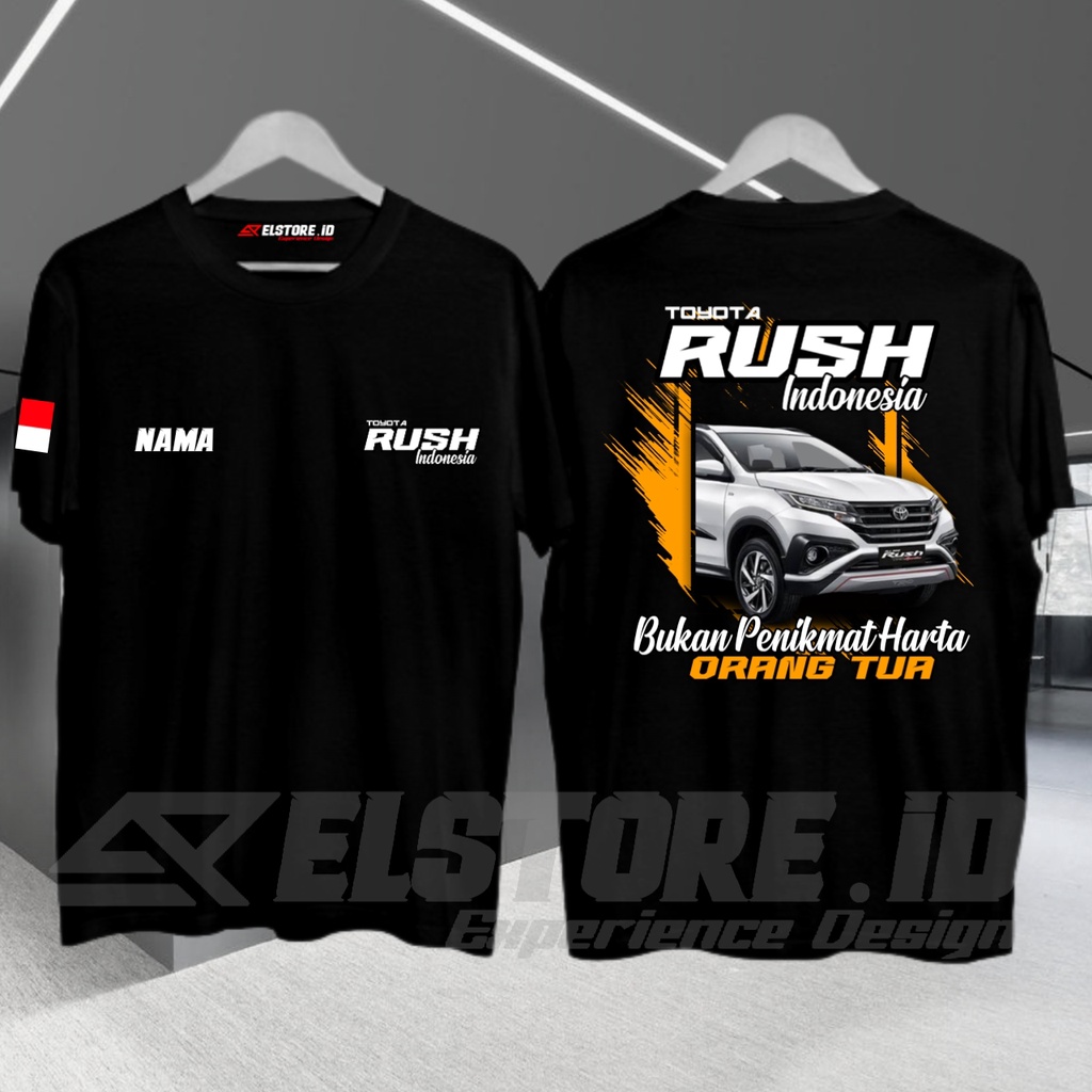 PROMO Kaos Distro premium NEW TOYOTA RUSH Bisa Custom nama/logo sendiri. Baju pria bebas custom. Pak