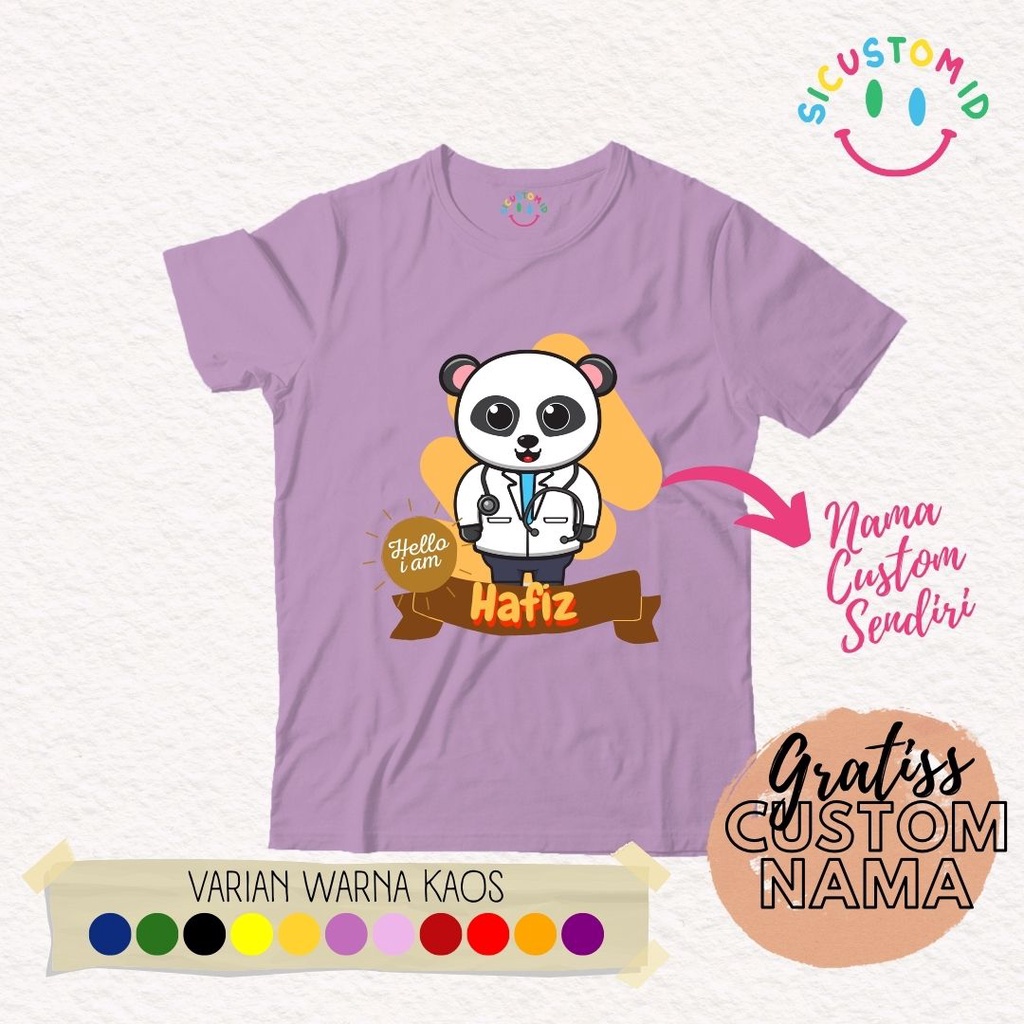 TERLARIS BAJU KAOS ANAK TANGAN PENDEK GRATIS CUSTOM NAMA / TULISAN KARTUN PROFESI / PEKERJAAN