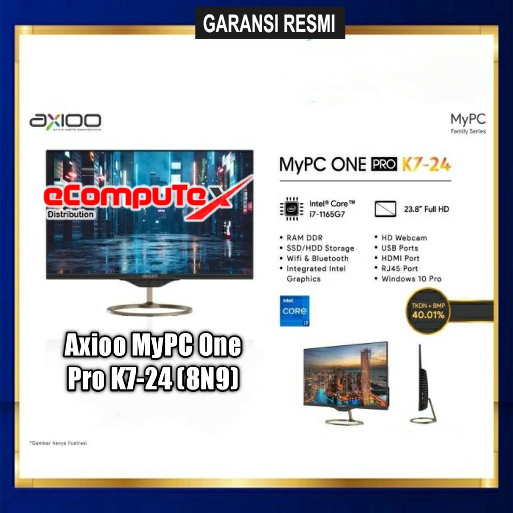 PC AIO AXIOO MYPC ONE PRO K7-24 (8N9) K7 (8N9-24) I7 RAM 8GB 1TB 24&quot; INCH TKDN GARANSI RESMI