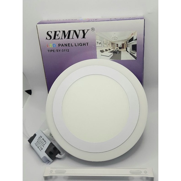 Downlight led  panel bulat 2 warna biru putih warna 12+4 w