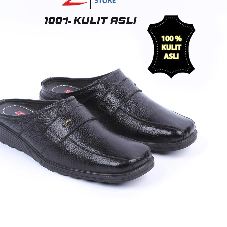✬ Zeintin - Sepatu Selop Kulit Pria Zeintin CK 0610 Hitam | Fashion Pria/Sepatu Selop Pria ♦