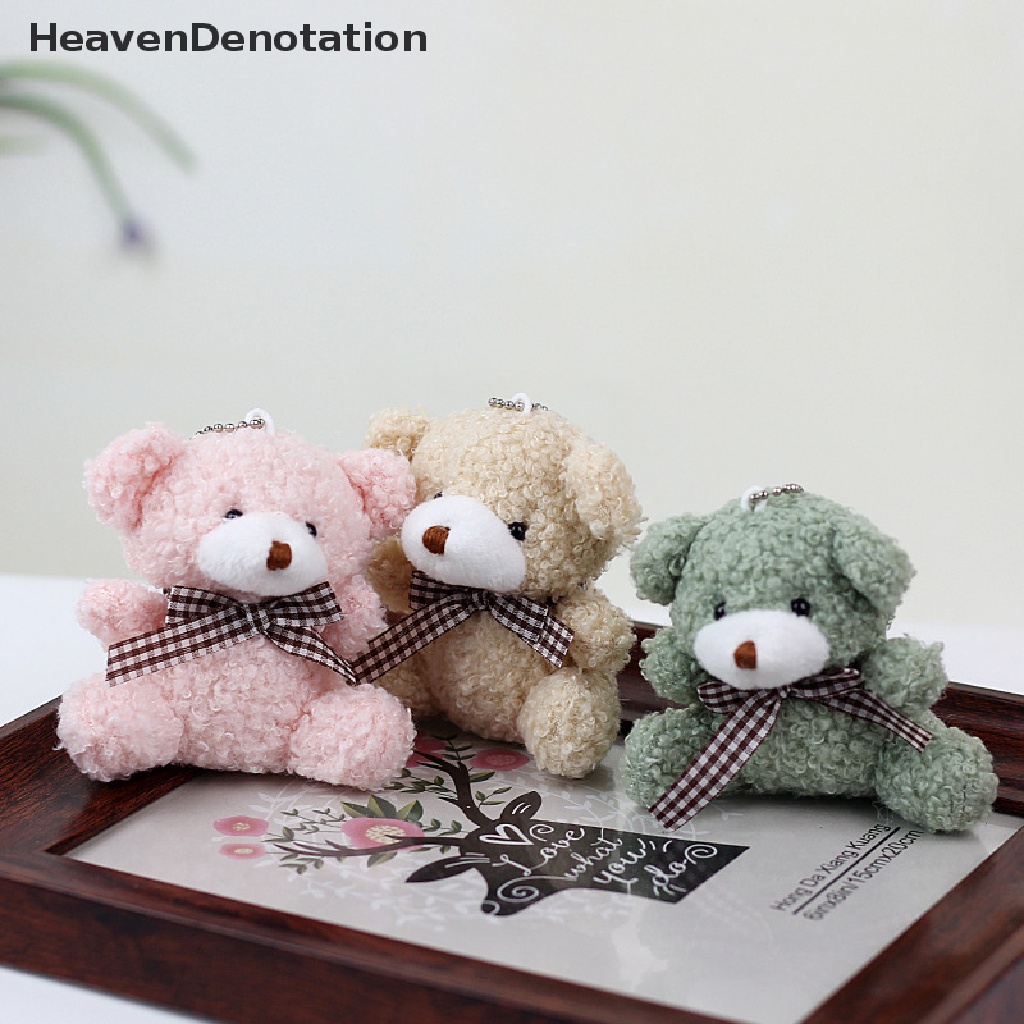 [HeavenDenotation] Beruang Kecil Lucu Mainan Gantungan Kunci Wanita Bulu Mewah Kartun Beruang Key Chain Bag Mobil Boneka Hadiah HDV