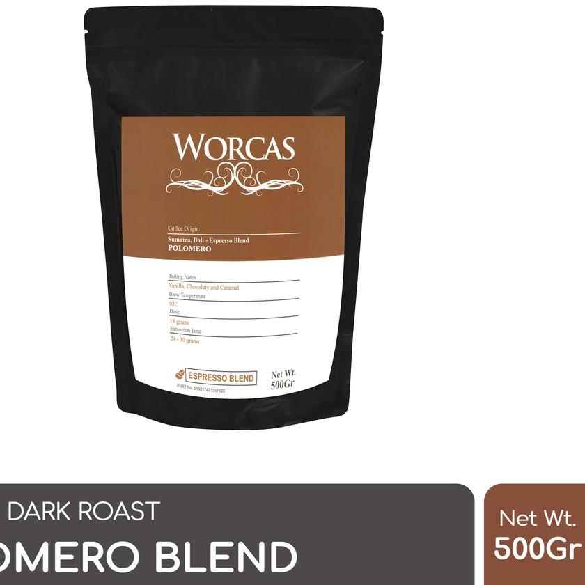 

♦ WORCAS Kopi Polomero Espresso Blend 500 Gram | Es Kopi Susu Blend ♩