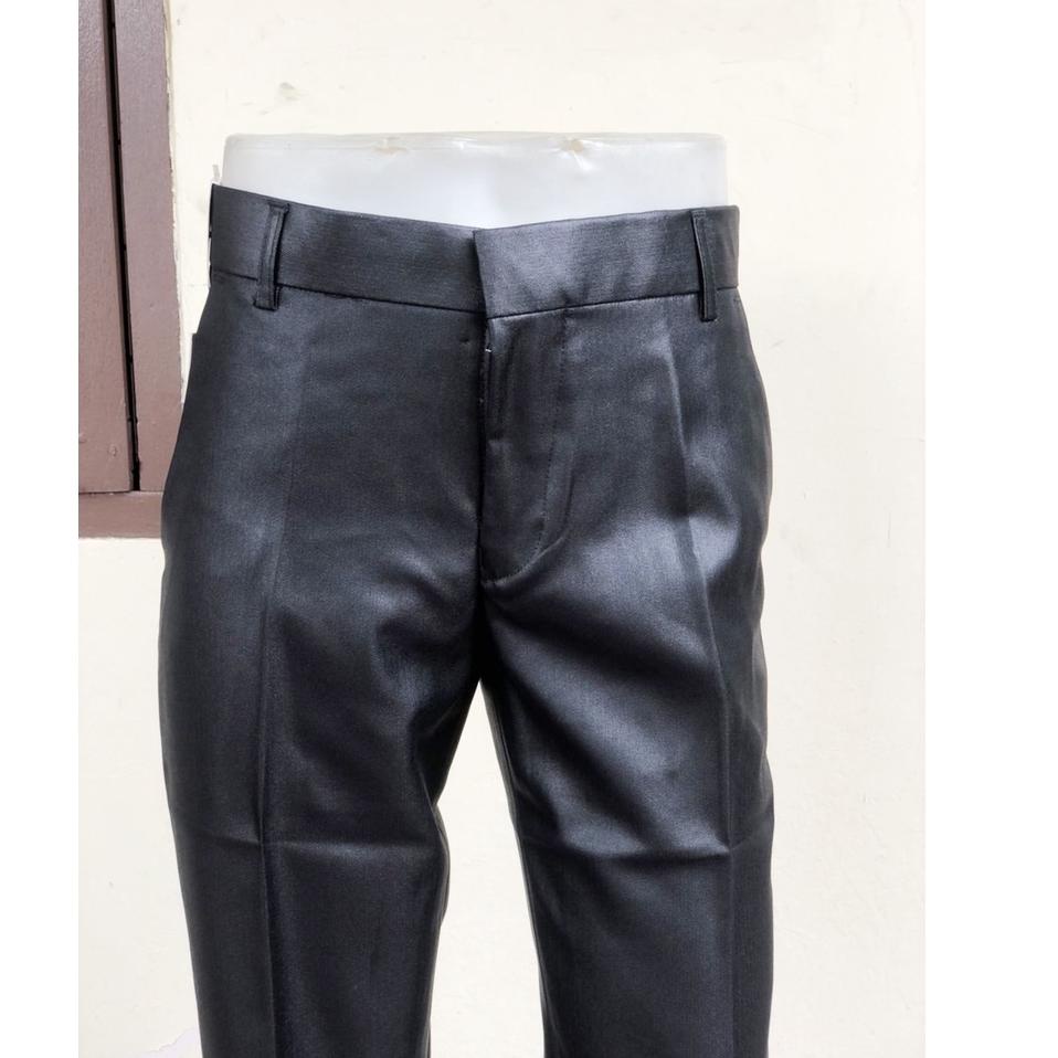 Stok Terbatas celana bahan dasar mengkilap slimfit pria / celana formal metalik pria slimfit
