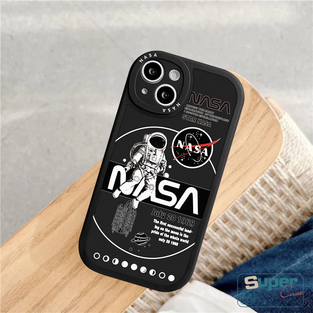 IPHONE Fashion NASA Silicon Phone Case Kompatibel Untuk Iphone11 14 13 12 Pro Max7 8 6 6s 14 Plus XR X XS MAX SE 2020 Bulan Astronot Lembut Tpu Case Cover