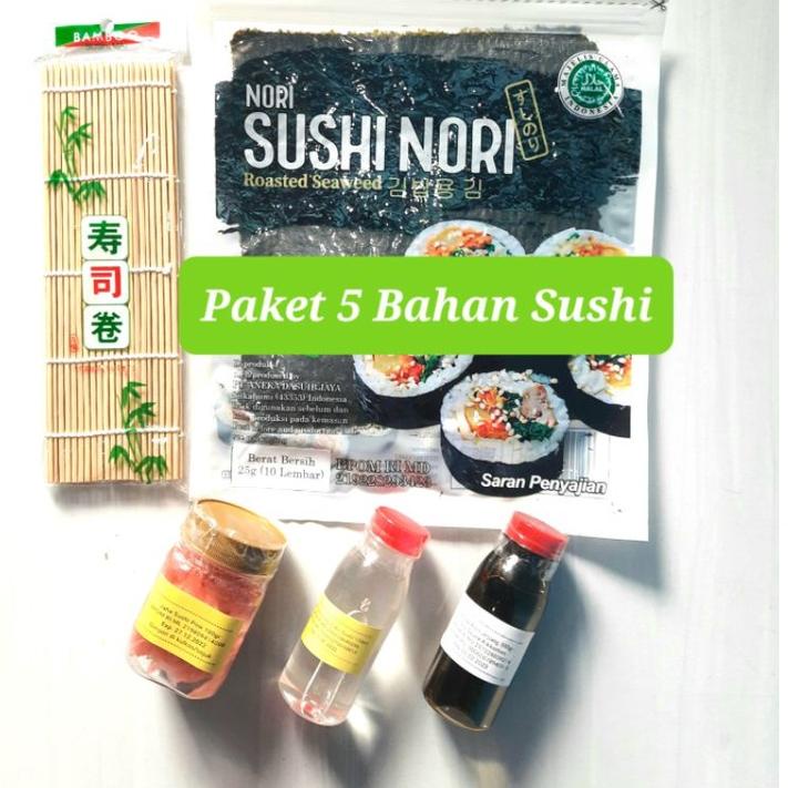

✷ Paket Bahan Sushi Tipe 5 Halal Nori Cuka Bambu Gari Shoyu Jahe jepang gari soy sauce Vinegar seaweed red ginger ✤