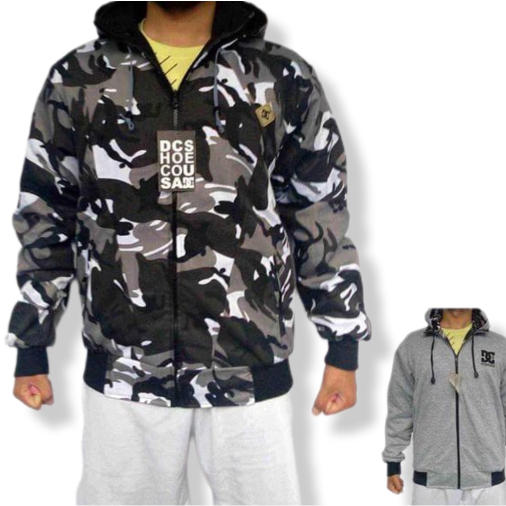 jaket Dc pria bolak balik pria bb dc army rusia loreng 2 in1 parasut fleece size/ /L/ XL/ XXL/ bisa 
