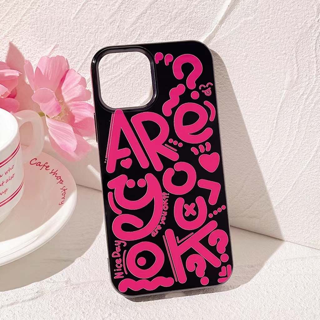 IPHONE Ins Pola Huruf Cocok Untuk Iphone14 14pro 14plus 13 13mini 13pro 13prm iPhone12 7Plus 8Plus Xr XS 13 12mini Pro Max Empat Sudut Casing Ponsel Tahan Guncangan