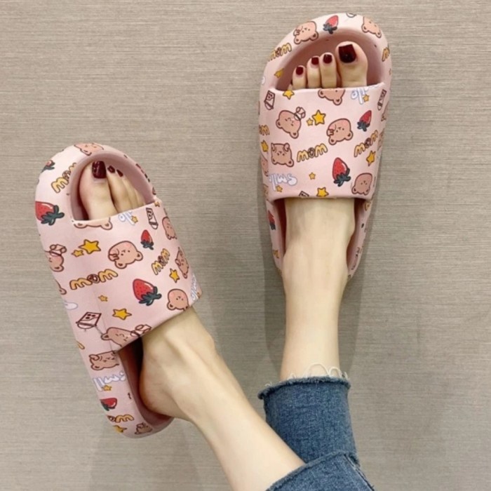 BISA COD- SH80 Sandal Wanita Lucu WOW BEAR BERUANG Women Slipper Import AntiSlip