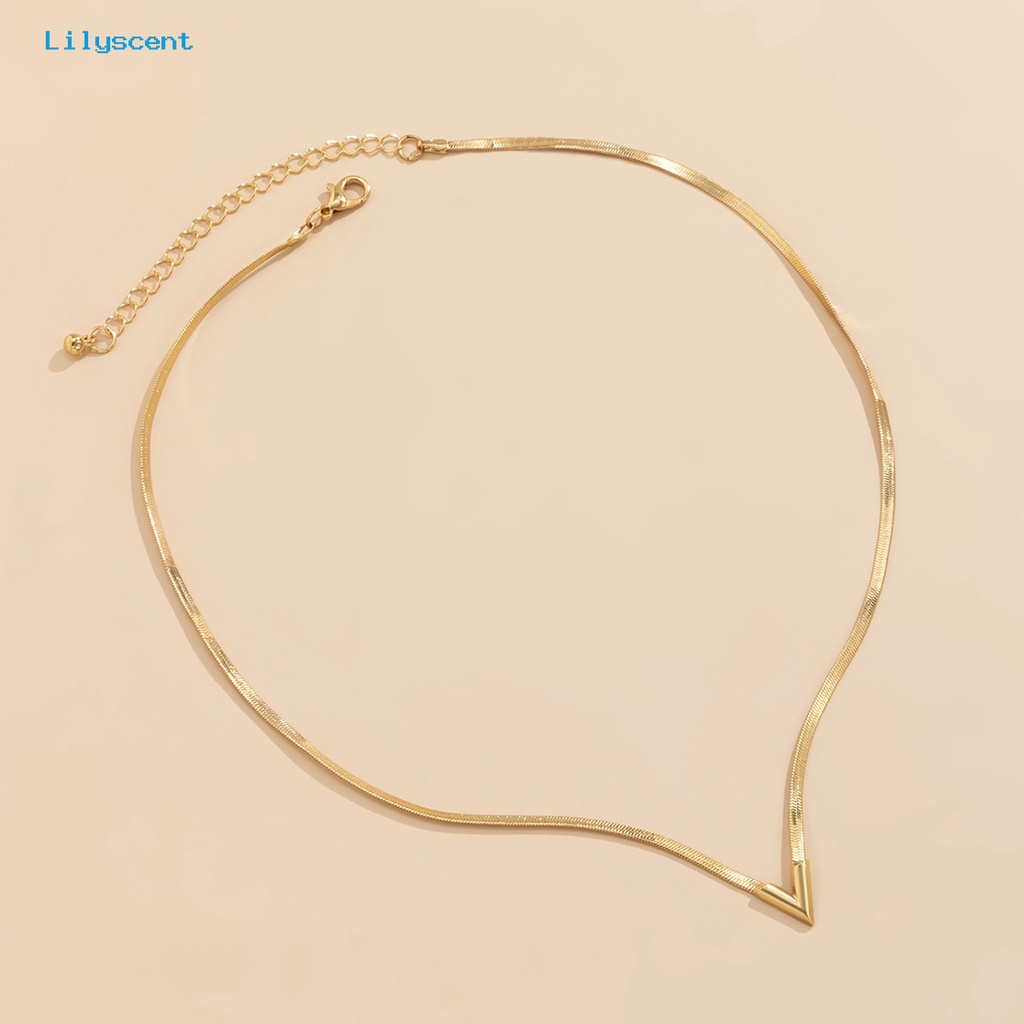 [LS] Adjustable Dipanjangkan Rantai Oblate Pria Kalung V-shaped Charm Choker Necklace Perhiasan Aksesoris