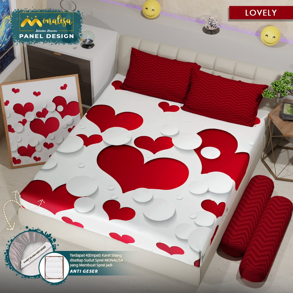 RC SPREI MONALISA PANEL DESIGN MOTIF BARU UKURAN 180/160/ T.20CM