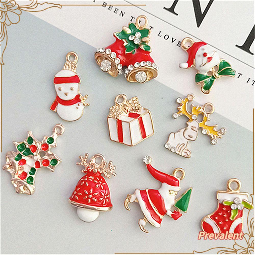 Preva 10 Pcs Enamel Charms Membuat Perhiasan Lonceng DIY Kalung Halloween Charms Natal Kaus Kaki