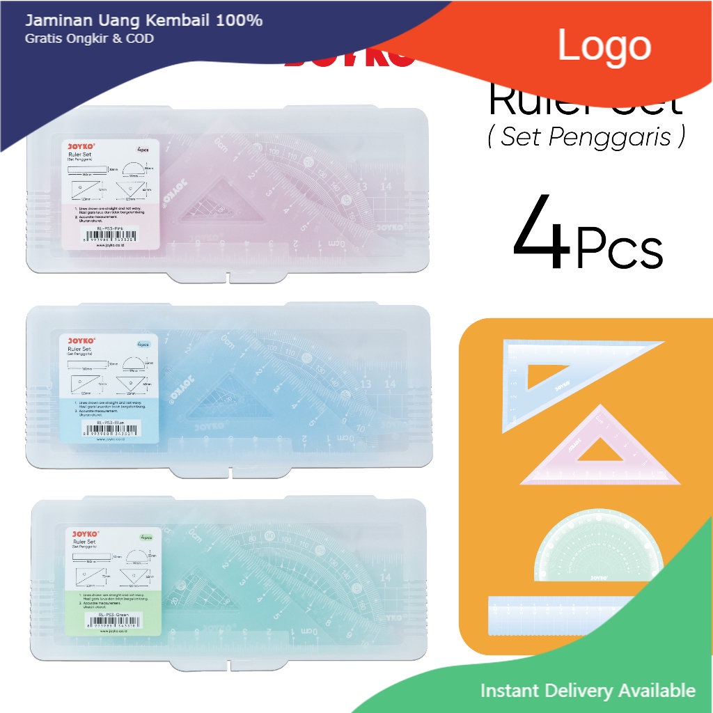 

Ruler Penggaris Joyko RL-PS3 1 Set 4 Pcs