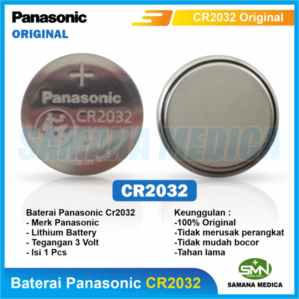 Baterai Panasonic CR2032 Original / CR 2032 Baterai Kancing Lithium Battery 3V - Satuan - Harga Untuk 1 pcs