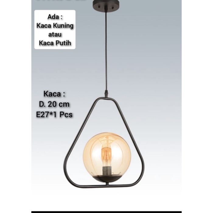 Lampu Gantung bola kaca diameter 20 cm modern minimalis