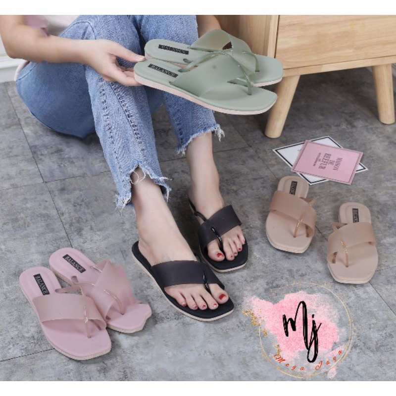 sandal wanita jepit fashion import flat jelly