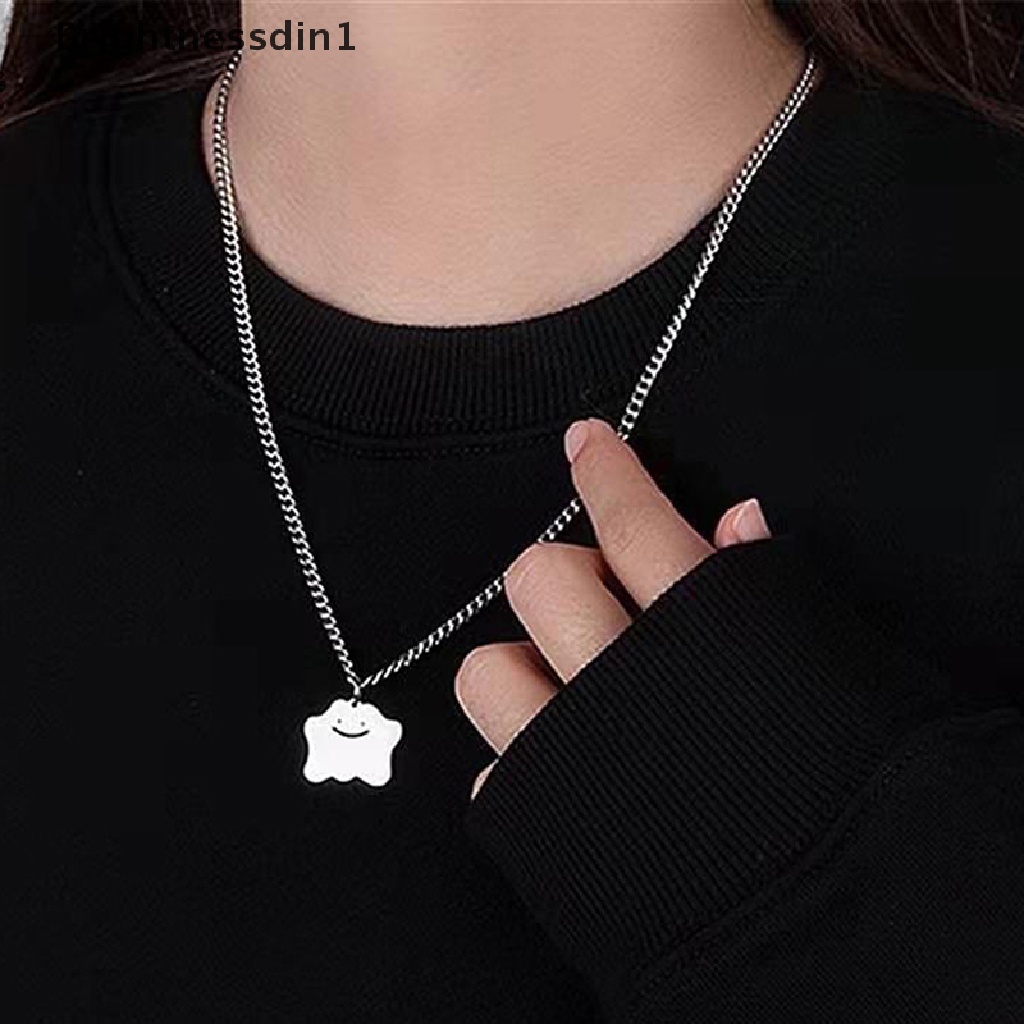 [Brightnessdin1] Kalung Liontin Wajah Hantu Awan Baja Titanium Sederhana Untuk Wanita Pria Fashion Halloween Perhiasan Hadiah Butik