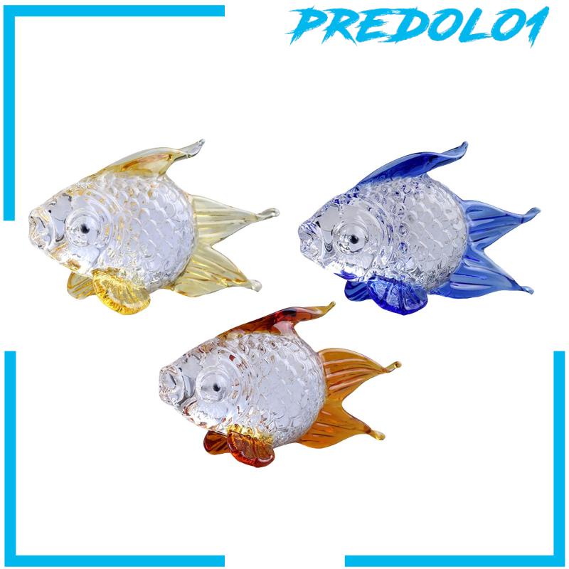 [Predolo1] Patung Ikan Mas Kaca Tiup Tangan Handmade Ornamen Koleksi Lucu