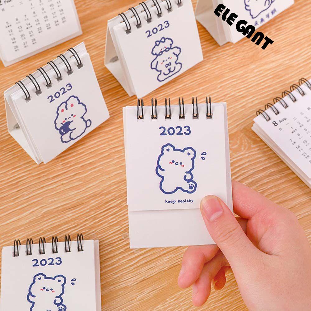 [Elegan] 2023kalender Kelinci Kawaii Weekly Planner Perlengkapan Kantor Jadwal Organizer Desktop Stationery