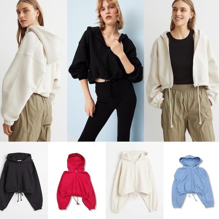 SIAP KIRIM HM Drawstring Zipper Hoodie - Sweater Crop - Jacket Zipper - 3382