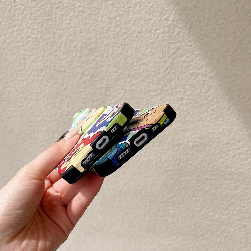 IPHONE Soft Case Perlindungan Serat Vertikal Kartun Untuk Iphone14Pola Stereoskopik13 12 11 Pro maxX XR XS Max7 8 Plus