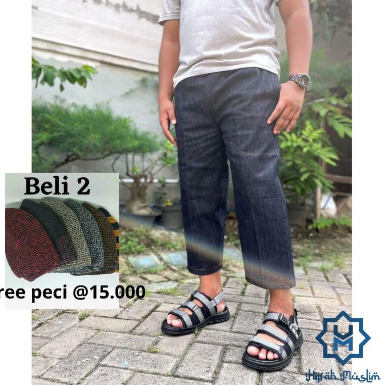 BEST SELLER Sirwal Jeans Denim by Hijrah Muslim | celana sirwal pria | celana sirwal dewasa | celana