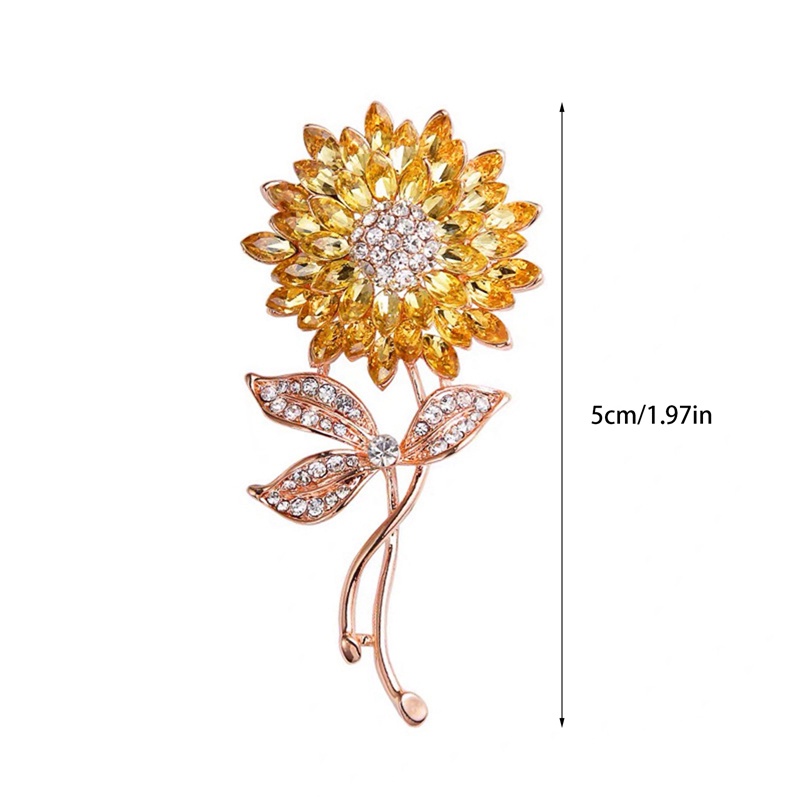 Korea Gaya Ledakan Bersinar Bunga Matahari Kristal Bros Berlian Imitasi Sun Flower Brooch Aksesoris Populer