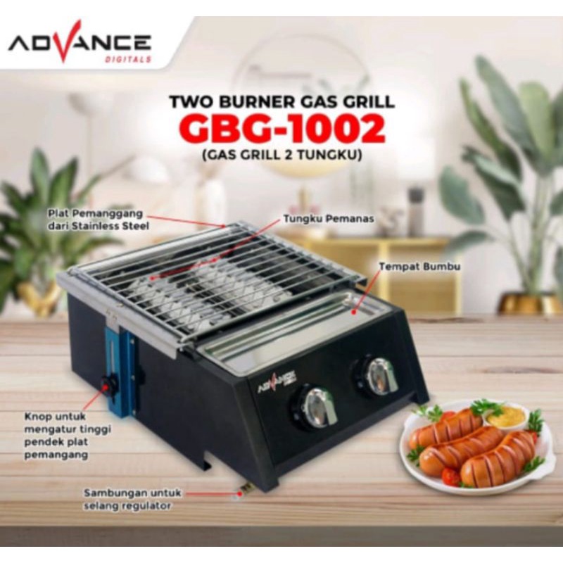 ADVANCE KOMPOR GRILL PEMANGGANG SOSIS 2 TUNGKU GBG 1002 GAS GRILL