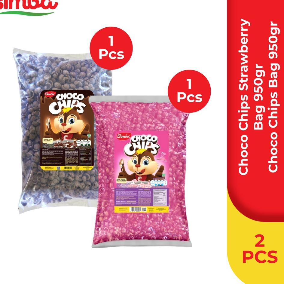 

☋ 1 SIMBA Sereal Choco Chips Bag 950gr & 1 Choco Chips Bag Strawberi 950 gr ☟