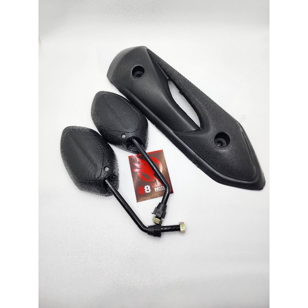 Paket Spion Beat + Cover Knalpot Honda Beat Karbu - Beat Lama - Beat Old - Tameng Knalpot Honda Beat Karbu - Pelindung Knalpot Honda Beat