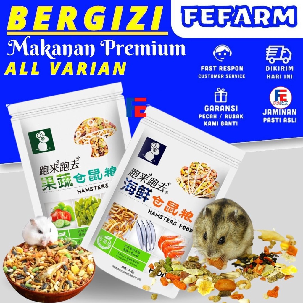 Snack Cemilan Pakan Hamster Seafood &amp; Fruit Meal Sehat dan Berkualitas Produk Makanan Hamster Terbaik FEFARM