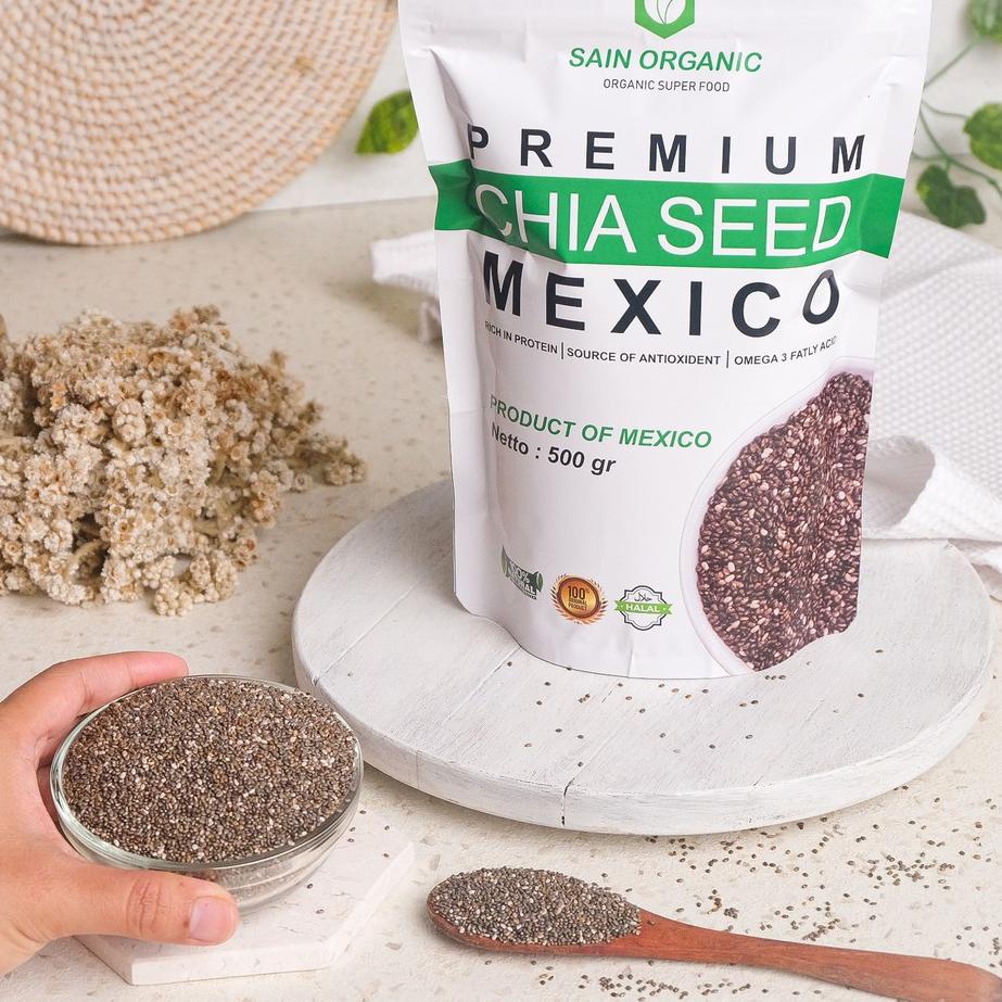 

☋ Chia Seed Organic Mexico untuk Diet Freshly 500 gram Black Cia Seed Organik fresly Biji Chia Seeds ☝