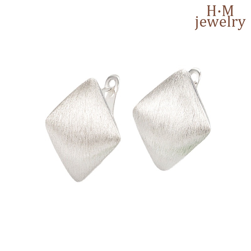 Anting Retro Frosted Brushed Rhombus High Sense Anting Gaya Frosty2023