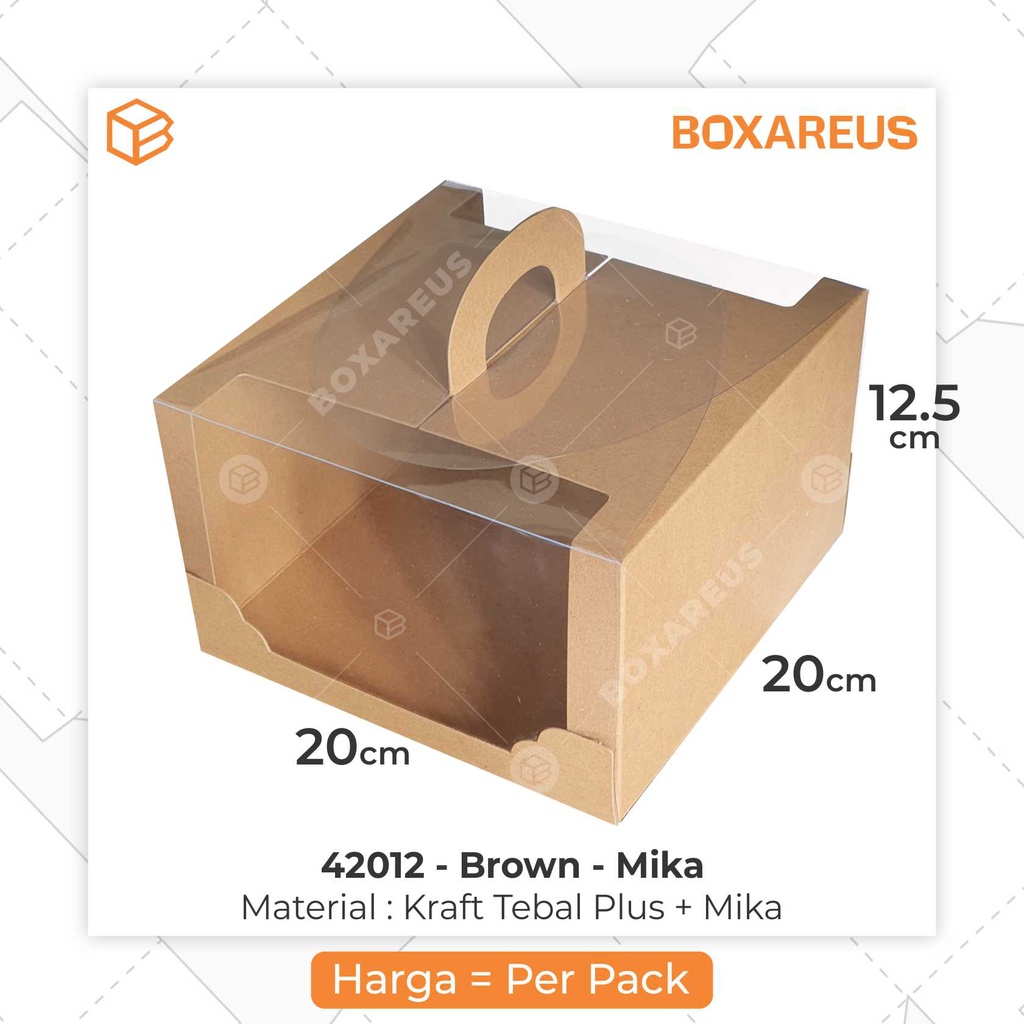 Box Mika Kotak Kue Cake Packaging Transparan Dus Handle | 42012 (10pc)