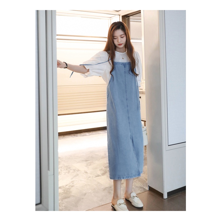 overall jeans wanita rok jeans panjang maxi dress korean style long dress jumpsuit fashion wanita jumbo kekinian