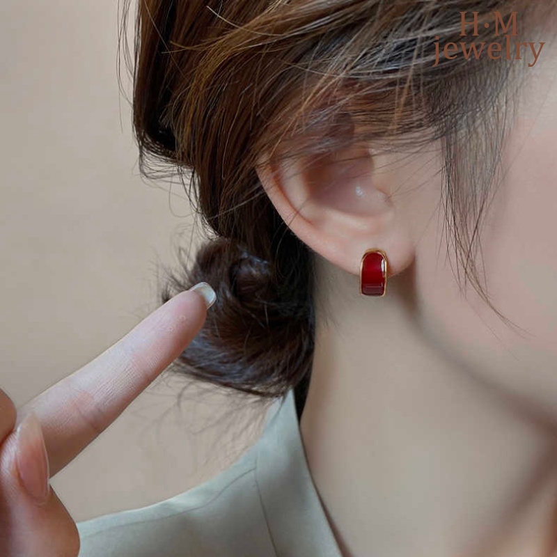 Retro Drip Glazed Ear Clip Light Desain Mewah Sense Earrings2023Anting Baru